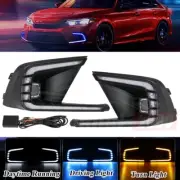 Daytime Running Tri-Color Fog Light Turn Signal+Bezel+Wire For Honda Civic 21-22 (for: Honda)
