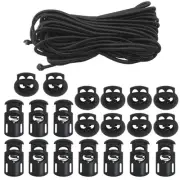 20 PCS Plastic Cord Locks & Elastic Bungee Nylon Shock Cord 5/32" 50 ft Lengt...