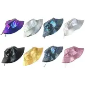 Metallic Bucket Hat Fisherman Hat Holographic Bucket Hat Basin Hat Sun Hat