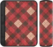 Red and Black Checkerboard 2 pcs car seat Pads for Straps, Stop seat Belt Cutting into Neck, Seatbelt Covers for Women for Backpack SUV Most Cars 10x7.7 in Protector para cinturón