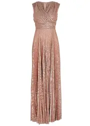 Talbot Runhof Cross-over Metallic-weave Gown - Pink - 40 (UK14 / L) 40 (UK14 / L)