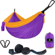 [Upgraded] Portable Single & Double Nylon Hammock with Two Tree Straps
