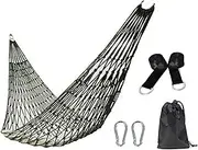 Outdoor Travel Camping Sport Hammock with Tree Straps for Hanging, Army Green Net Mesh Nylon Sleeping Bed Swing with Hooks for Garden Beach Camping Hunting Hiking Traveling