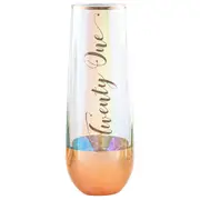 21st Birthday Rose Gold Ombre Stemless Champagne Glass