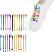 Easy No Tie Silicon Shoelaces Elastic Laces for Sneakers & Shoes 14 pk