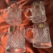 Set Of 4 Vintage Paul Sebastian 24% Lead Crystal Glass Mugs Made in France EUC