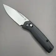 Asher Spiro Drop Point Folding Knife S35VN Blade Steel Black G10 Crossbar Lock