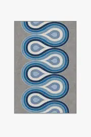 120' x 185' | Machine Washable Runner Rug | Kid & Pet Friendly | Indoor Rug | Jonathan Adler Milano Blue Steel Rug | Ruggable