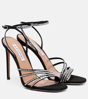[Aquazzura] Aquazzura Mistica 105 embellished satin sandals AU 6 black