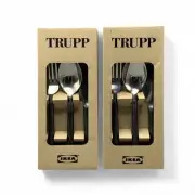 IKEA TRUPP Silverware Cutlery Rare Stainless Steel Black Silver 6 Piece VTG