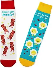 [Hallmark] Bacon and Eggs 'Better Together' Funny Crew Socks - Fun Socks - for Men and Women - One Size Fits Most Adult-Sized Feet