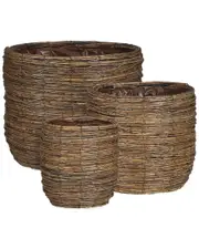 BIDKhome Whitinsville 3 Piece Wood Pot Planter Set