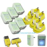 5X 4 USB PORT WALL ADAPTER+6FT CABLE POWER CHARGER YELLOW FOR IPHONE IPOD IPAD
