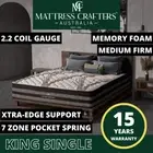 MC 2.2 KING SINGLE Size Bed Mattress Euro Top Pocket Spring 7 Zone Memory Foam