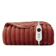Dreamaker Chunky Embossed Fleece Heated Throw Rust - 130 x 160cm