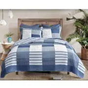 Patchwork Bed Quilt Blue Inspiration Coverlet Size Throw 130x160cm