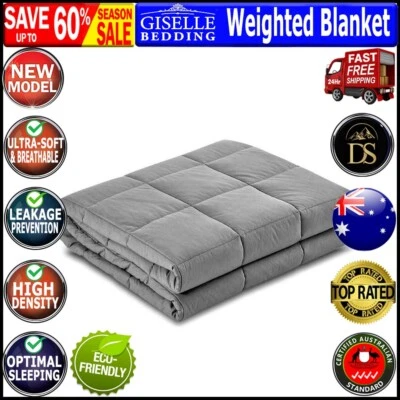 Giselle Weighted Blanket Kids Adult 7KG Gravity Deep Relax Calming Light Grey