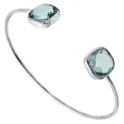 Premium Quality Sky Blue Topaz Briolette 925 Silver Cuff Bangle Bracelet B-1004