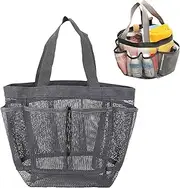 [AIYONG] Mesh Beach Bag for Women, Mesh Bag, Foldable Beach Bag with 7 Pockets, Waterproof, Sandproof, Perfect for Beach Holiday, Travel, Picnic, Gym - Black, black, 18 cm x 14 cm x 20 cm