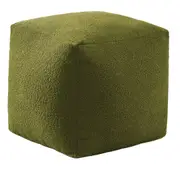 Cadence & Co. Blake Boucle Pouffe Cover Moss Green 50x50x50cm