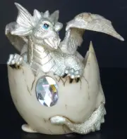MOONSTONE JUNE Birthstone Dragon in Egg Shell 4" Figure Statue