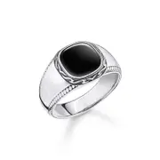 Thomas Sabo Rebel Onyx Textured Signet Ring