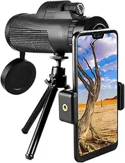 High Power 40x60 High Definition BAK4 Prism Monocular Telescope Waterproof Anti-Fog Monocular with Smartphone Holder and Tripod for Bird Watching