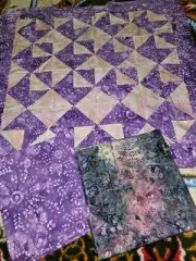 Unfinished Batik Patchwork Quilt Top 33" X 33" Plus 2 Exta Fabrics