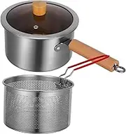 OHPHCALL 1Set Stainless Steel Deep Fryer with Fry Basket Pot for Cooking Ergonomic Handle for Easy Use for Frying Snacks and Meals