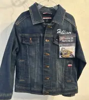 NWT Tommy Hilfiger Boys Denim Jacket blue Iron on patches Size Small 6 7 years