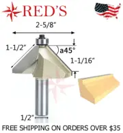 Tideway Carbide PRO LC02032408 1-1/2 45 deg chamfer bearing router bit 1/2 shank