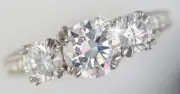 1.5 ct Three Stone Artisan Carved Ring Top Russian CZ Imitation Moissanite 7.5