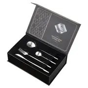 Matte Silver 24PCS Cutlery Set Tableware Knife Fork Spoon Stainless Steel Dinner Gift Box