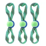 3x Paws & Claws 33cm Tug-Of-War Dog Toy Double Loop Rope w/ Tennis Ball/Squeaker