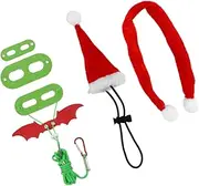 Sosoport Climbing Pet Leash for Bearded Dragon Lizard Traction Rope Harness Reptile Pet Supply Walking Leash with Christmas Hat