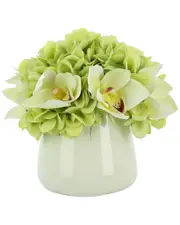 Creative Displays Hydrangea & Orchid In Glass Vase