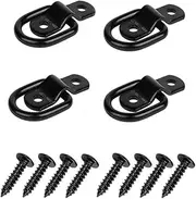 4PCS Heavy Duty Steel D Rings Tie Down Anchors,D Rings Tie Down Anchors Hooks for Trailer Truck Bed Bracket Enclosed Points Pickup Camper Surface Mount D-Ring Heavy Duty (Black)