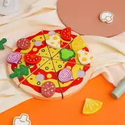 Wooden Pizza Set Learning Toy Cooking Toys for Toddlers 3 4 5 Year Old Boys