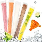 FEBSNOW 120 Disposable Ice Popsicle Mold Bags Freezer Tubes With Zip Seals For Healthy Snacks,Yogurt Sticks,Juice & Fruit Smoothies,Ice Candy Pops Comes With A Funnel (11"x2")