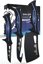 Dalstrong 3 Piece Knife Set - Night Shark Series - 7CR17MOV High Carbon Steel - Titanium Coated - Water Outdoor & Fishing - Polypropylene Handle - Chef, Santoku, Paring - Nylon Sheath - NSF Certified