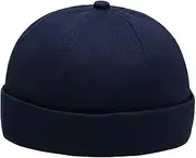 [BAOKELAN] Brimless Cap for Men Rolled Cuff Street Hat Sailor Docker Beanie Caps of Women