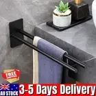 Bath Two Arm Towel Rack Rail Holder Double Bar Wall Mounted Stainless Matt Black