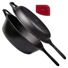 Iron Skillet Lid - 2-In-1 Multi Cooker - Deep Pot Frying Pan - 3-Qt Dutch Oven
