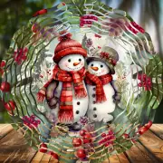 Snowman/Snowwoman #3, Wind Spinners 8" Sublimated, High Quality Aluminum (ws62)