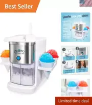 Convenient Snow Cone Machine with 4 Reusable Cups - Stainless Steel Finish