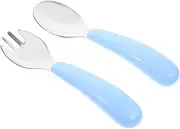 ANDRESLAD Ergonomic Handle Design Baby Fork Spoon Set Child and Toddler Safe Cutlery Dinnerware Sets for Kids