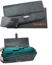 New SAMSONITE Black LABEL SBL STATIONERY Leather TRAVEL WALLET Organiser Black