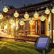 Lezonic Solar String Lights Outdoor Waterproof,50LED Solar Crystal Globe Lights,8 Mode 7M/24Ft Outdoor Solar Powered String Lights for Garden,Patio Yard,Christmas,Parties,Wedding(Warm White)
