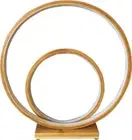 Natural Double Circle Bamboo LED Table Lamp Light Modern Scandi Minimal