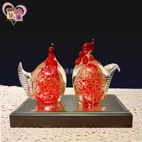 在飛比找蝦皮購物優惠-台灣製造MIT琉璃金點對雞擺飾 起家入厝風水工藝品中式藝術品